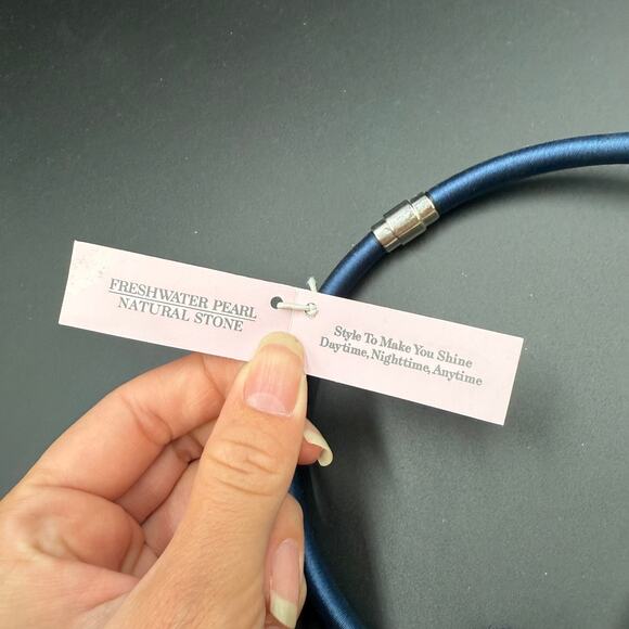 Vintage Ana Capri Necklace Blue Freshwater Pearl Natural Stone Flower Choker - Picture 3 of 8